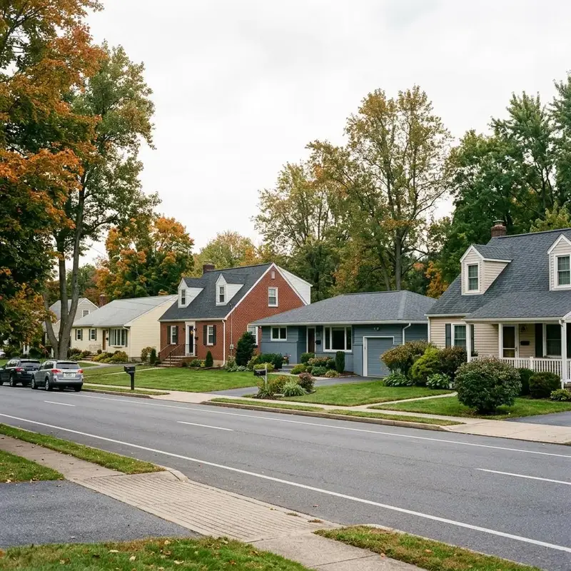 Street of suburban homes in the Mechanicsburg area